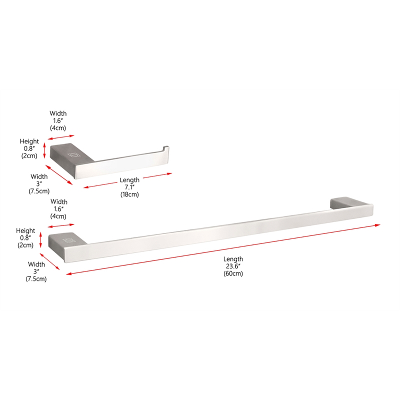 Elegant Kitchen and Bath Sofia 2-Pc Stainless Steel Hardware Set in Nickel