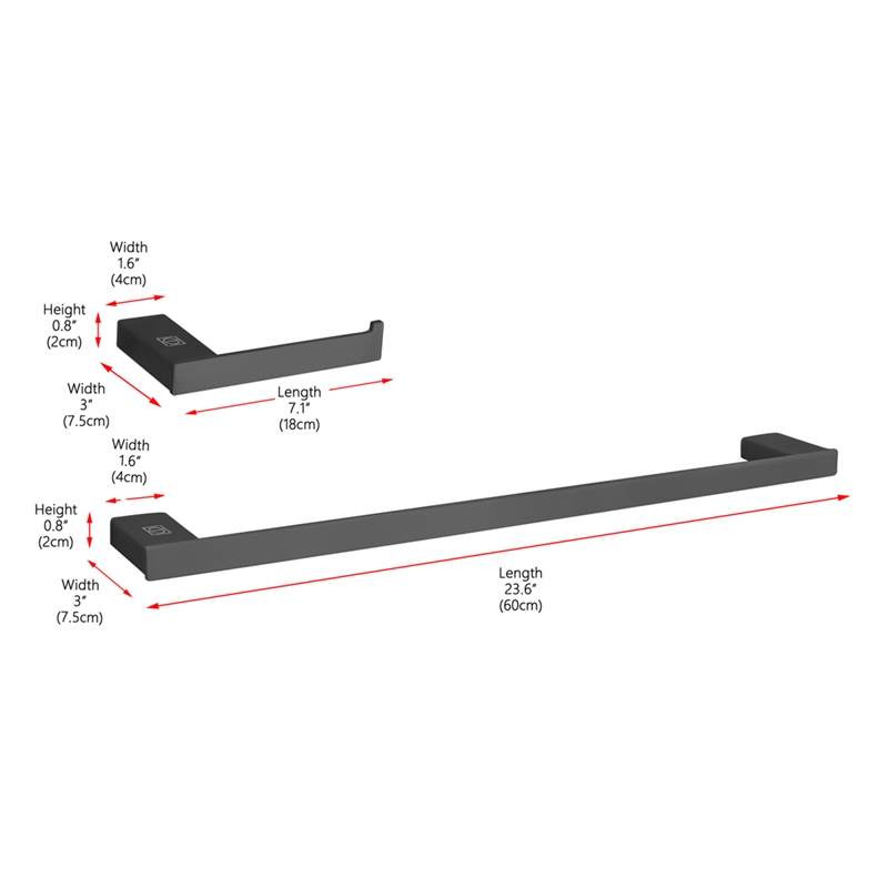 Elegant Kitchen and Bath Sofia 2-Pc Stainless Steel Hardware Set in Black