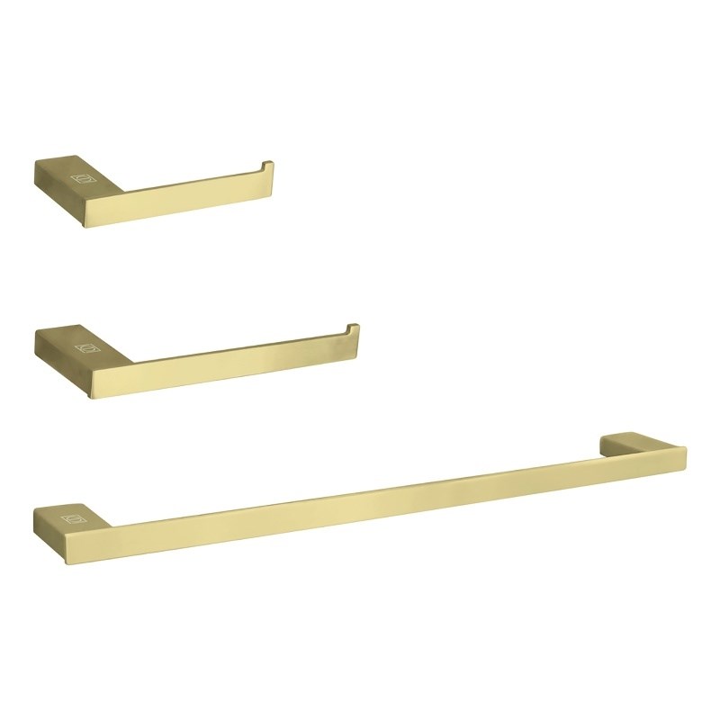 Elegant Kitchen and Bath Sofia 3-Pc Stainless Steel Hardware Set in Brushed Gold