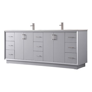 Elegant Kitchen and Bath Hayes 84&quot Solid Wood Double Bathroom Vanity in Gray
