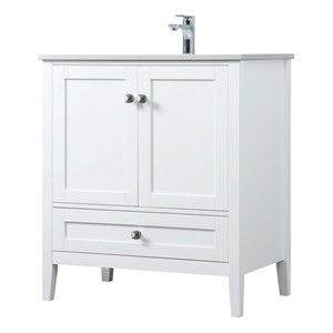 Elegant Kitchen and Bath Hamilton 30&quot Solid Wood Single Bathroom Vanity in White