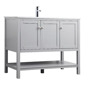 Elegant Kitchen and Bath Heath 42&quot Solid Wood Single Bathroom Vanity in Gray