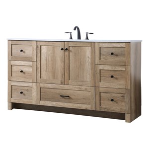 Elegant Kitchen and Bath Soma 60&quot Solid Wood Single Bathroom Vanity in Oak