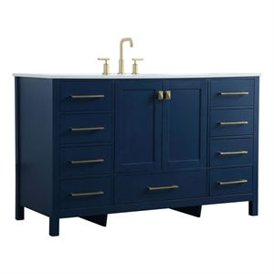 Elegant Kitchen and Bath Irene 54&quot Solid Wood Single Bathroom Vanity in Blue