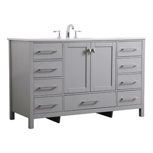Elegant Kitchen and Bath Irene 54&quot Solid Wood Single Bathroom Vanity in Gray