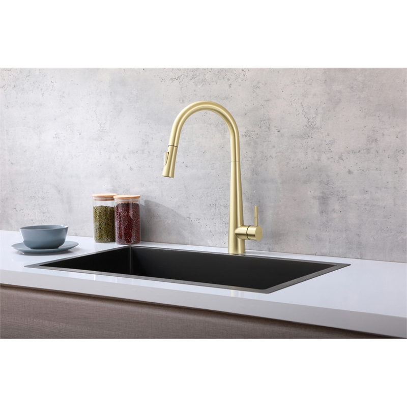 Elegant Kitchen and Bath Lucas Stainless Steel Kitchen Faucet in Brushed Gold