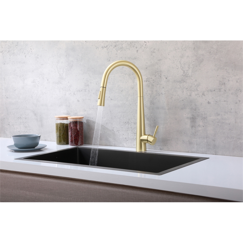 Elegant Kitchen and Bath Lucas Stainless Steel Kitchen Faucet in Brushed Gold