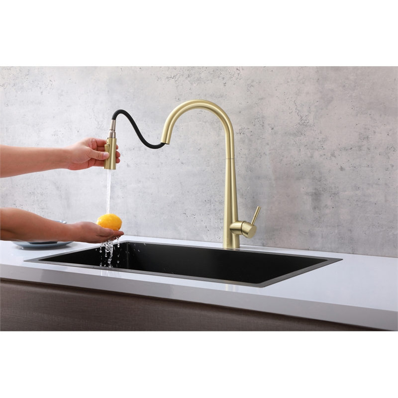 Elegant Kitchen and Bath Lucas Stainless Steel Kitchen Faucet in Brushed Gold