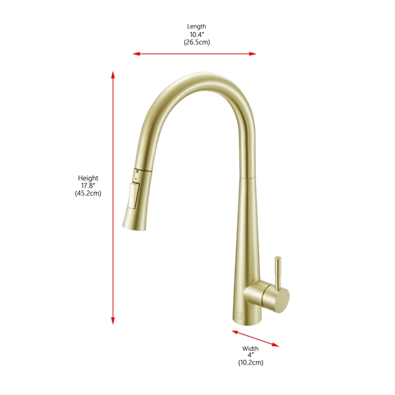 Elegant Kitchen and Bath Lucas Stainless Steel Kitchen Faucet in Brushed Gold