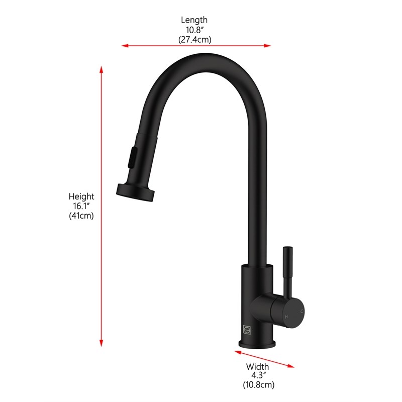 Elegant Kitchen and Bath Sem Stainless Steel Kitchen Faucet in Matte Black
