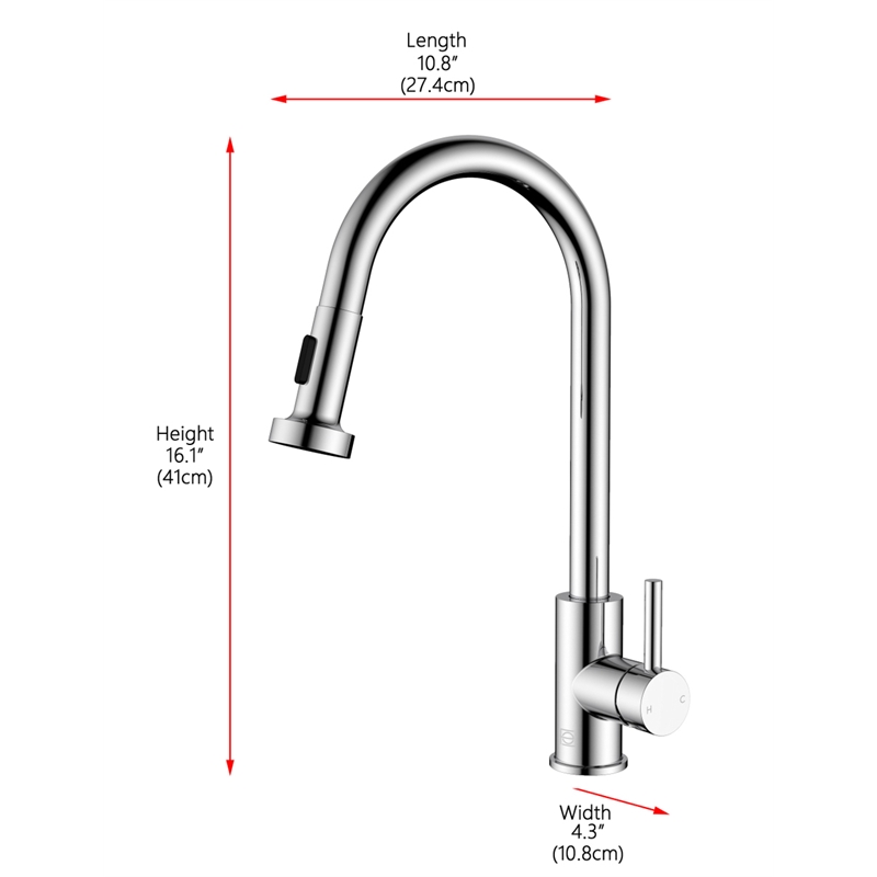Elegant Kitchen and Bath Sem Stainless Steel Kitchen Faucet in Chrome