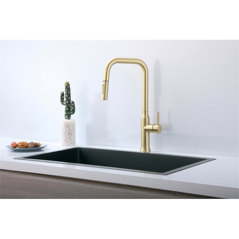Elegant Kitchen and Bath Noor Stainless Steel Kitchen Faucet in Brushed Gold