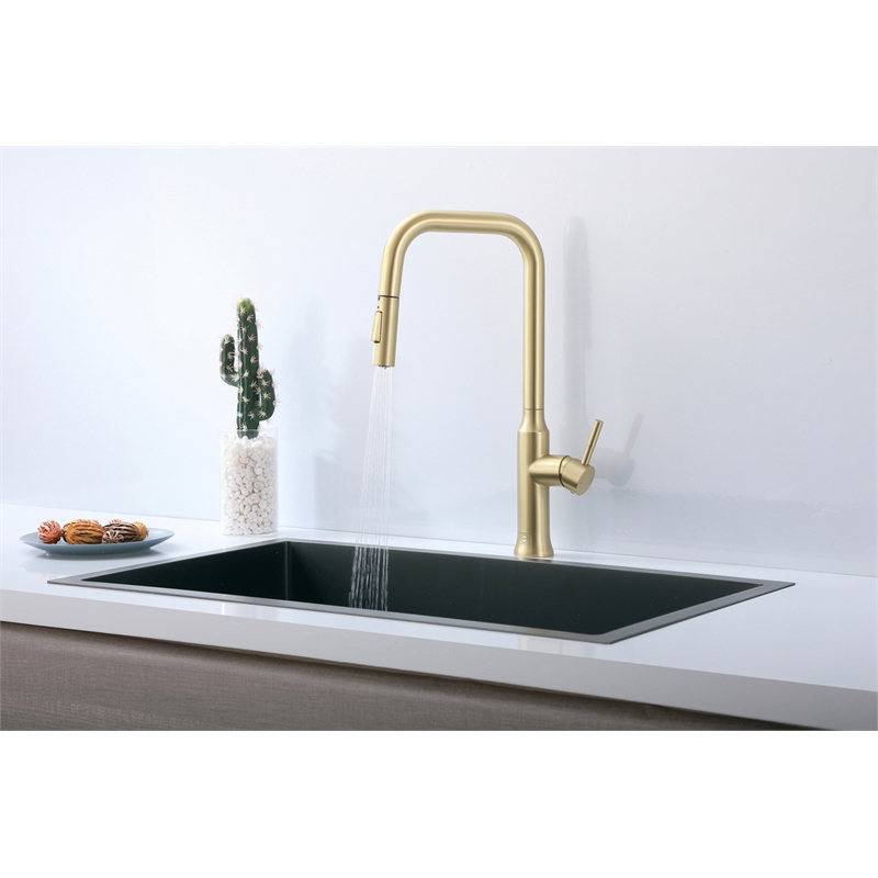 Elegant Kitchen and Bath Noor Stainless Steel Kitchen Faucet in Brushed Gold