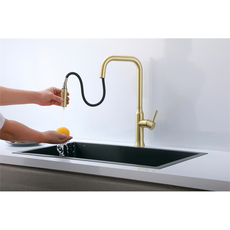 Elegant Kitchen and Bath Noor Stainless Steel Kitchen Faucet in Brushed Gold