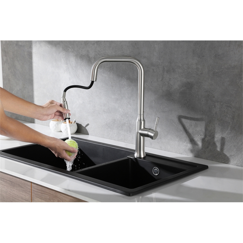 Elegant Kitchen and Bath Noor Stainless Steel Kitchen Faucet in Brushed Nickel
