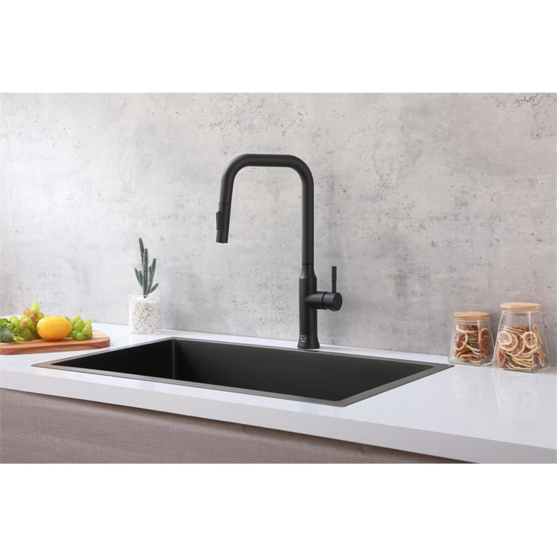 Elegant Kitchen and Bath Noor Stainless Steel Kitchen Faucet in Matte Black