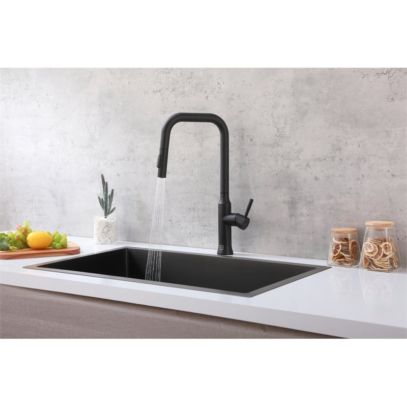 Elegant Kitchen and Bath Noor Stainless Steel Kitchen Faucet in Matte Black