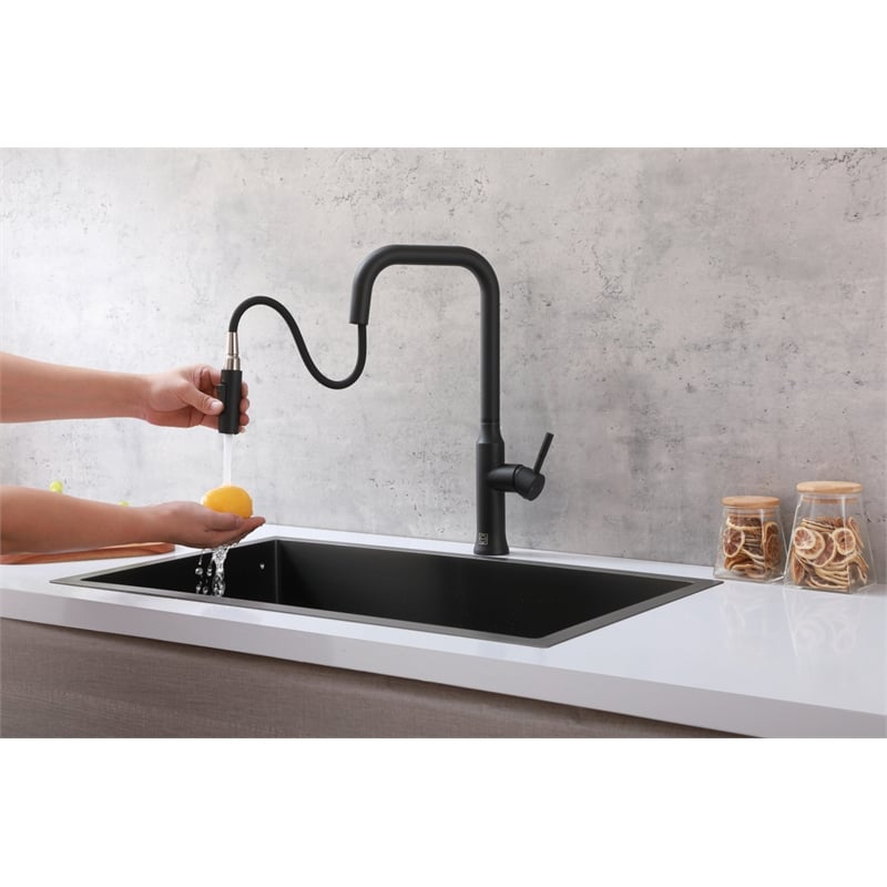 Elegant Kitchen and Bath Noor Stainless Steel Kitchen Faucet in Matte Black