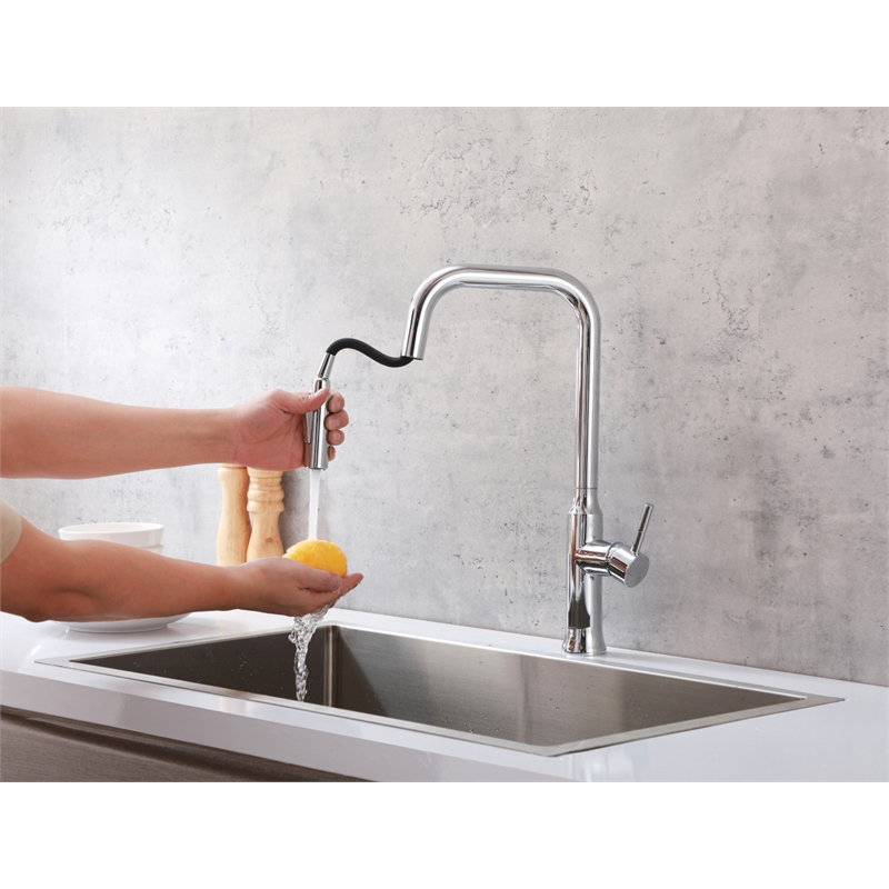Elegant Kitchen and Bath Noor Stainless Steel Kitchen Faucet in Chrome