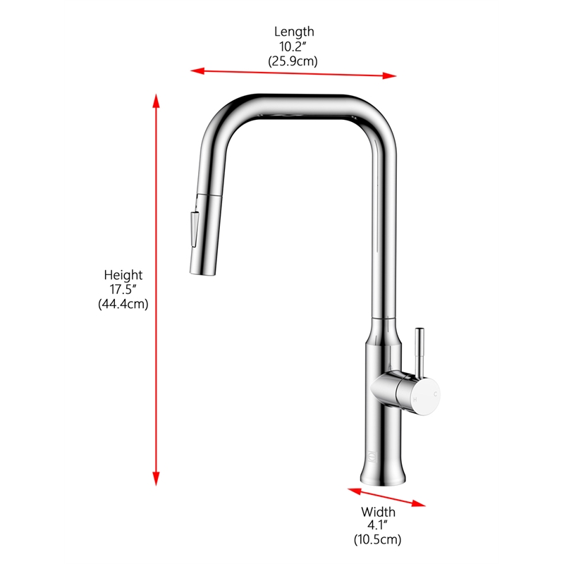 Elegant Kitchen and Bath Noor Stainless Steel Kitchen Faucet in Chrome