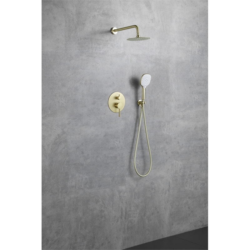 Elegant Kitchen and Bath George Brass Shower Faucet System in Brushed Gold