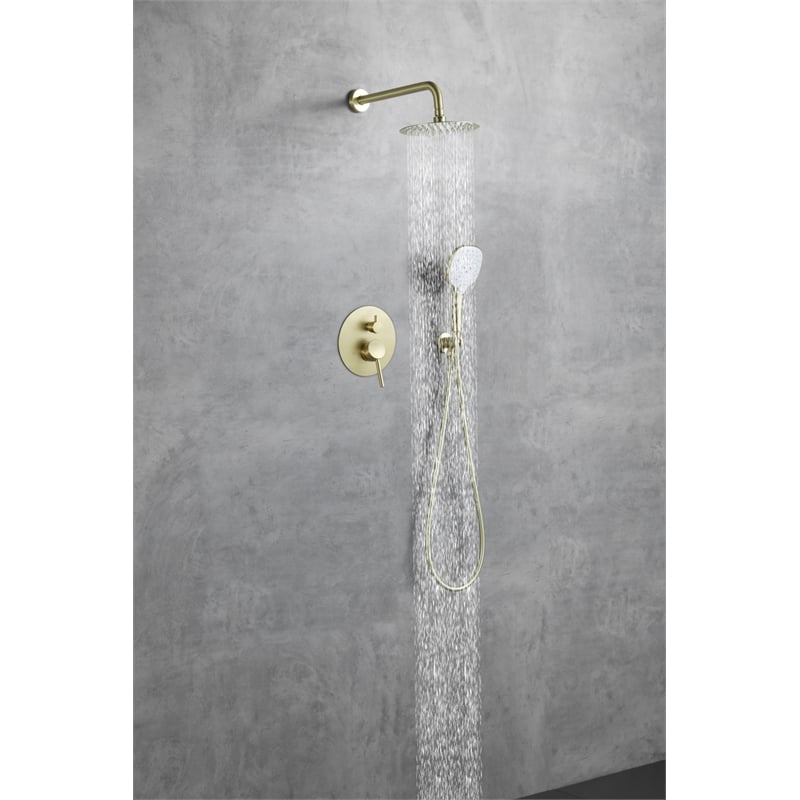 Elegant Kitchen and Bath George Brass Shower Faucet System in Brushed Gold