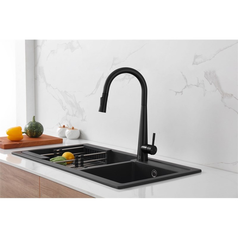 Elegant Kitchen and Bath Lucas Stainless Steel Kitchen Faucet in Matte Black