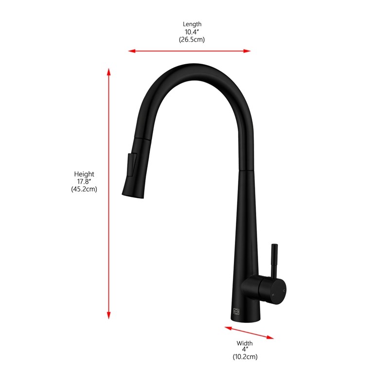 Elegant Kitchen and Bath Lucas Stainless Steel Kitchen Faucet in Matte Black