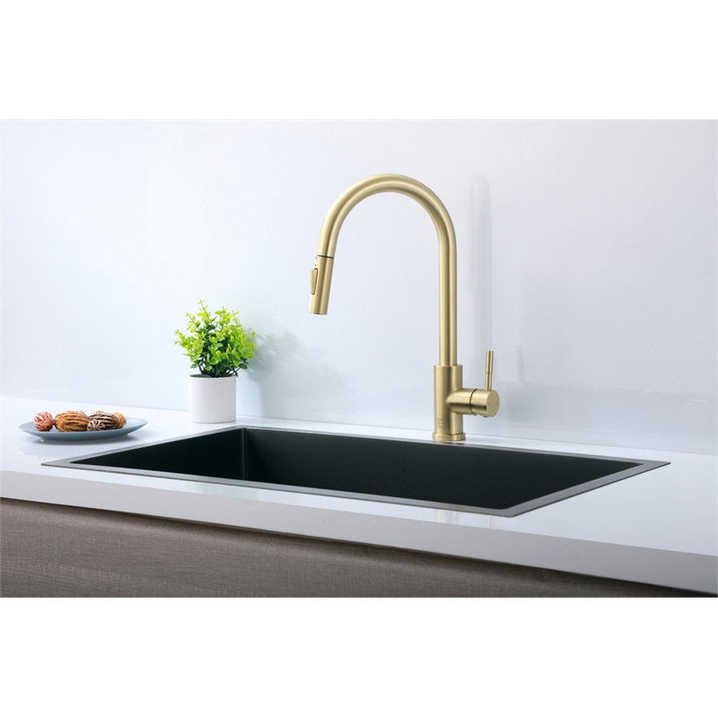 Elegant Kitchen and Bath Jack Stainless Steel Kitchen Faucet in Brushed Gold