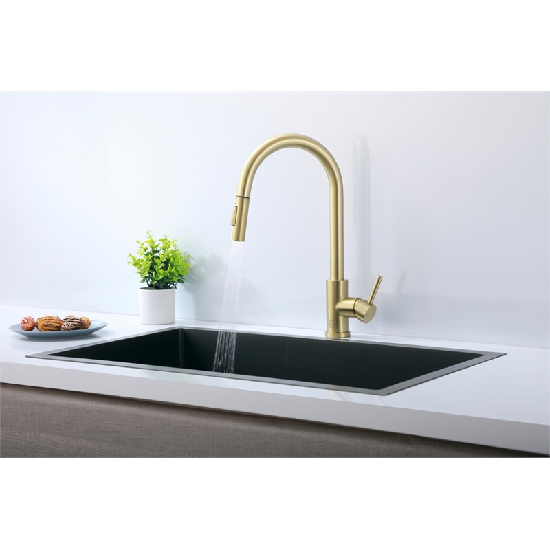 Elegant Kitchen and Bath Jack Stainless Steel Kitchen Faucet in Brushed Gold