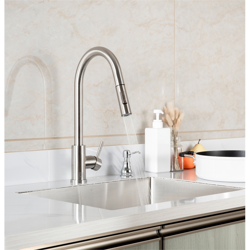 Elegant Kitchen and Bath Jack Stainless Steel Kitchen Faucet in Brushed Nickel