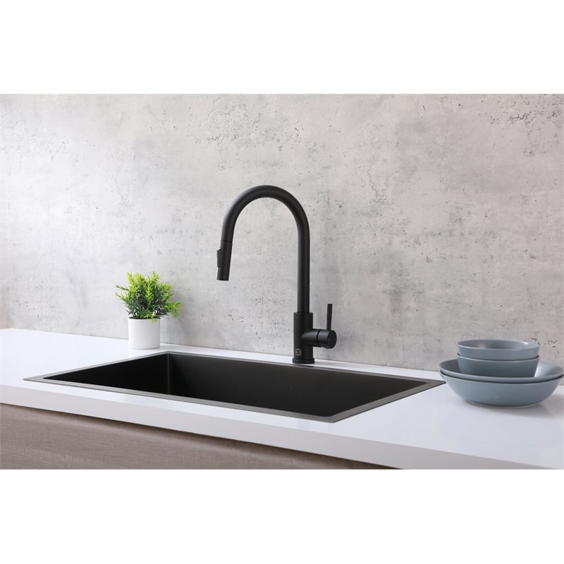 Elegant Kitchen and Bath Jack Stainless Steel Kitchen Faucet in Matte Black