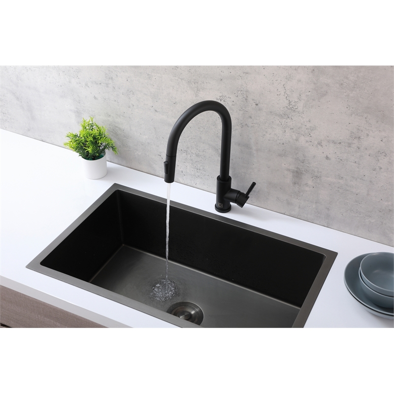 Elegant Kitchen and Bath Jack Stainless Steel Kitchen Faucet in Matte Black