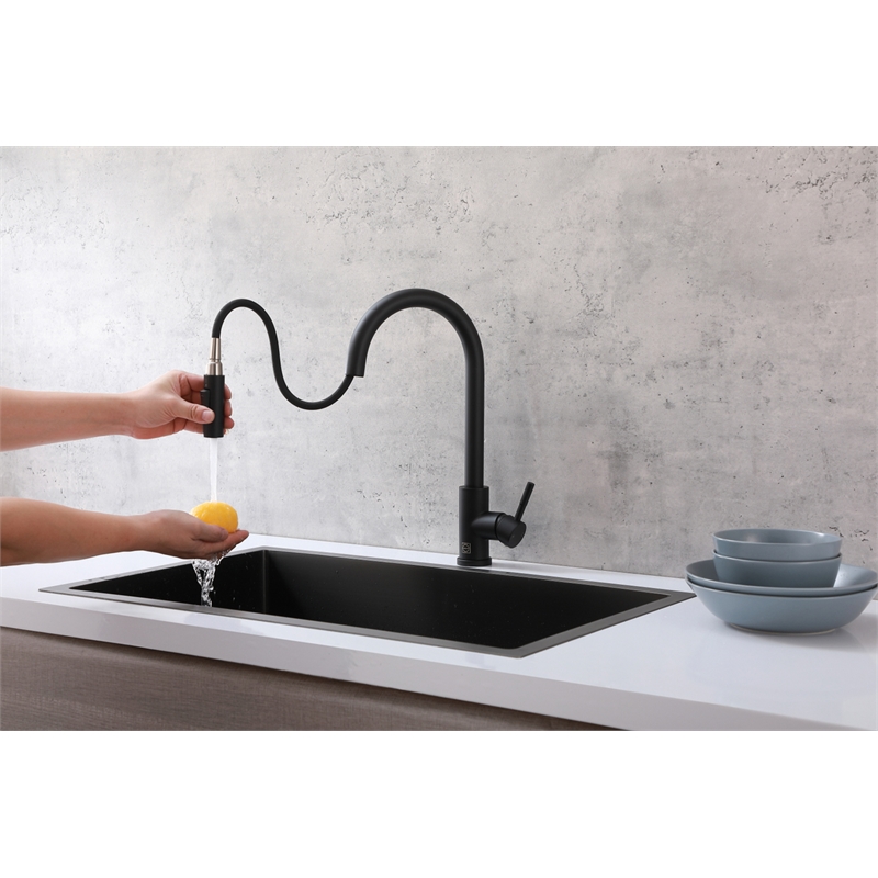 Elegant Kitchen and Bath Jack Stainless Steel Kitchen Faucet in Matte Black