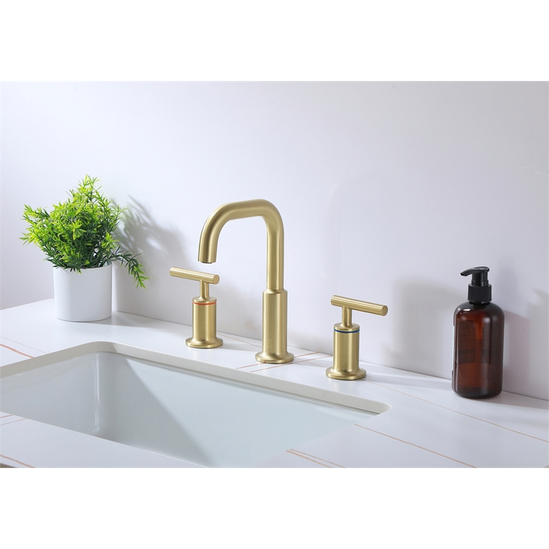 Elegant Kitchen and Bath Tobias Brass Double Handle Bathroom Faucet in Gold