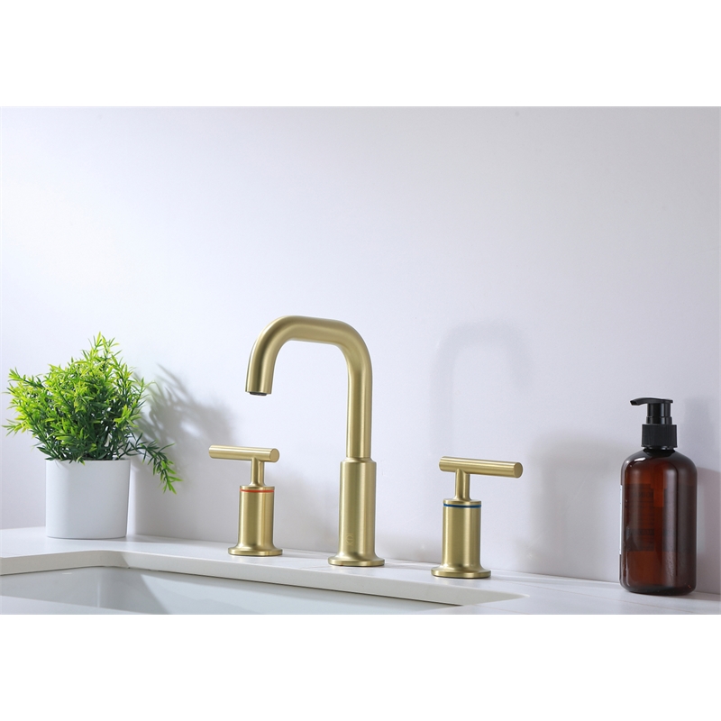Elegant Kitchen and Bath Tobias Brass Double Handle Bathroom Faucet in Gold