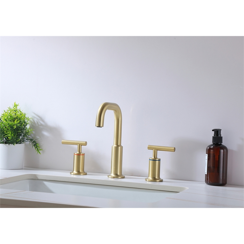 Elegant Kitchen and Bath Tobias Brass Double Handle Bathroom Faucet in Gold