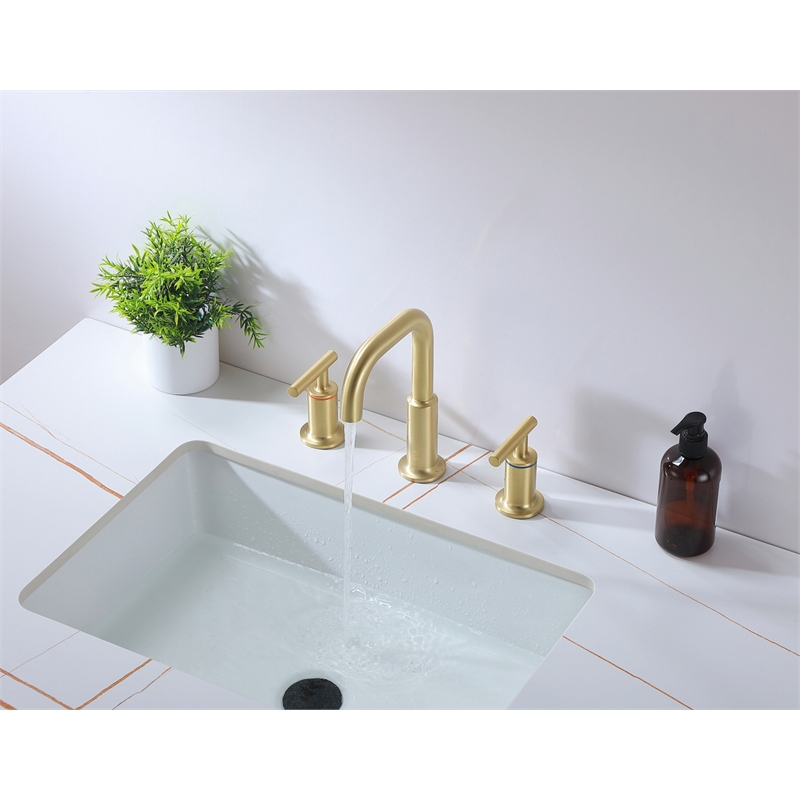 Elegant Kitchen and Bath Tobias Brass Double Handle Bathroom Faucet in Gold