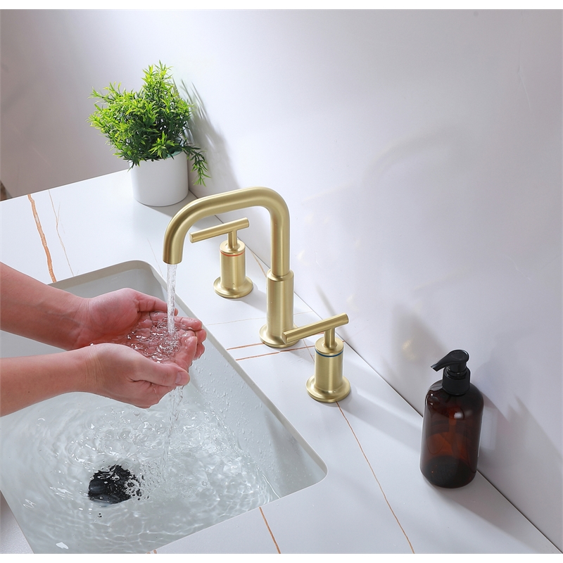 Elegant Kitchen and Bath Tobias Brass Double Handle Bathroom Faucet in Gold