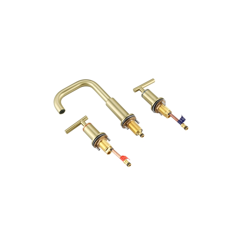 Elegant Kitchen and Bath Tobias Brass Double Handle Bathroom Faucet in Gold