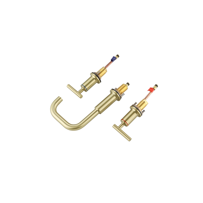 Elegant Kitchen and Bath Tobias Brass Double Handle Bathroom Faucet in Gold