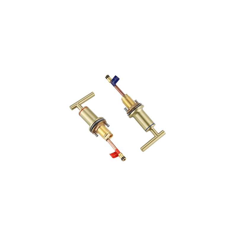 Elegant Kitchen and Bath Tobias Brass Double Handle Bathroom Faucet in Gold