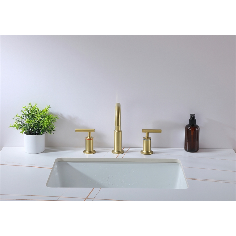 Elegant Kitchen and Bath Tobias Brass Double Handle Bathroom Faucet in Gold
