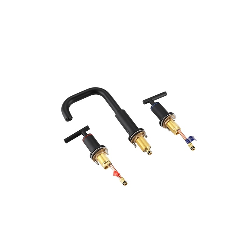 Elegant Kitchen and Bath Tobias Brass Double Handle Bathroom Faucet in Black