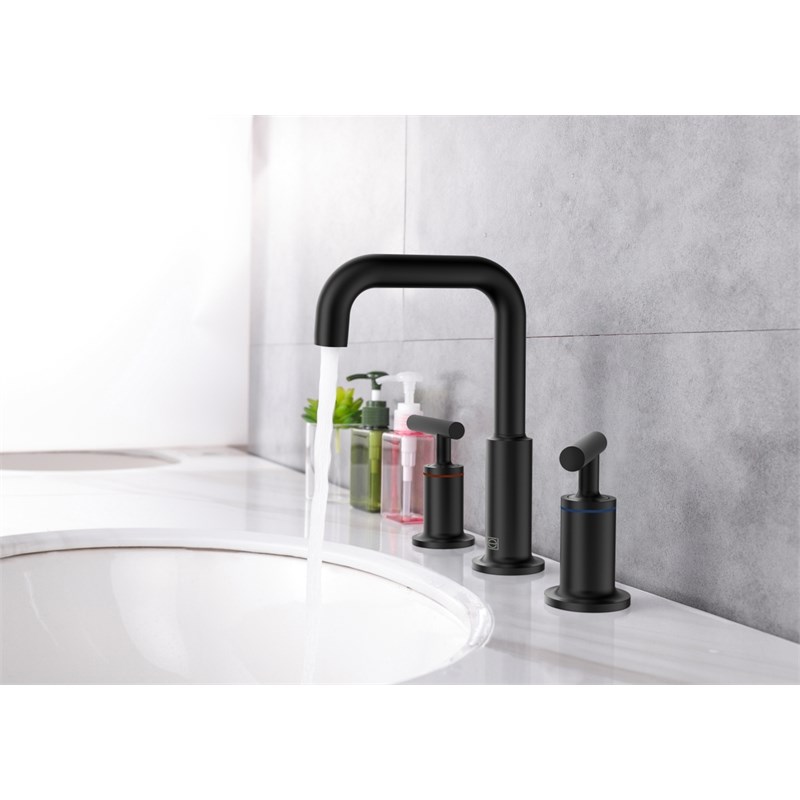 Elegant Kitchen and Bath Tobias Brass Double Handle Bathroom Faucet in Black