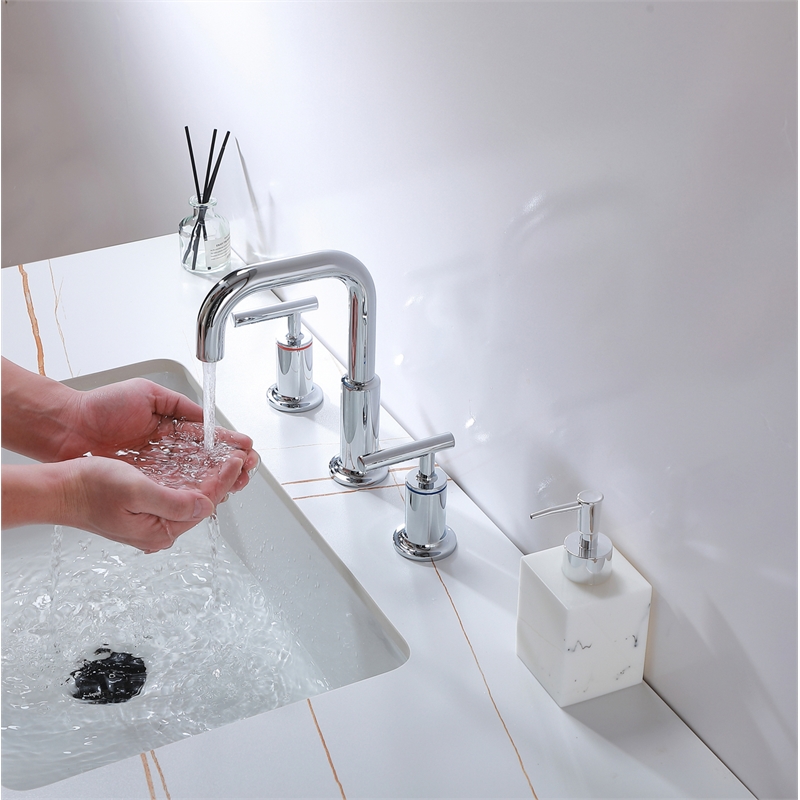 Elegant Kitchen and Bath Tobias Brass Double Handle Bathroom Faucet in Chrome