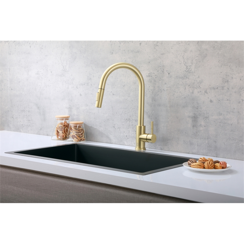 Elegant Kitchen and Bath Luca Stainless Steel Kitchen Faucet in Brushed Gold