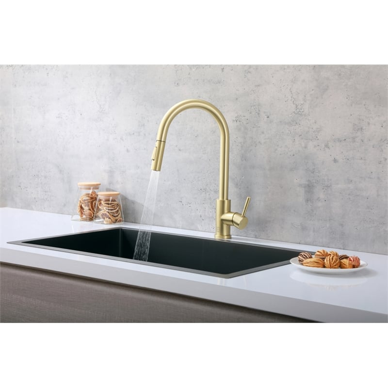 Elegant Kitchen and Bath Luca Stainless Steel Kitchen Faucet in Brushed Gold