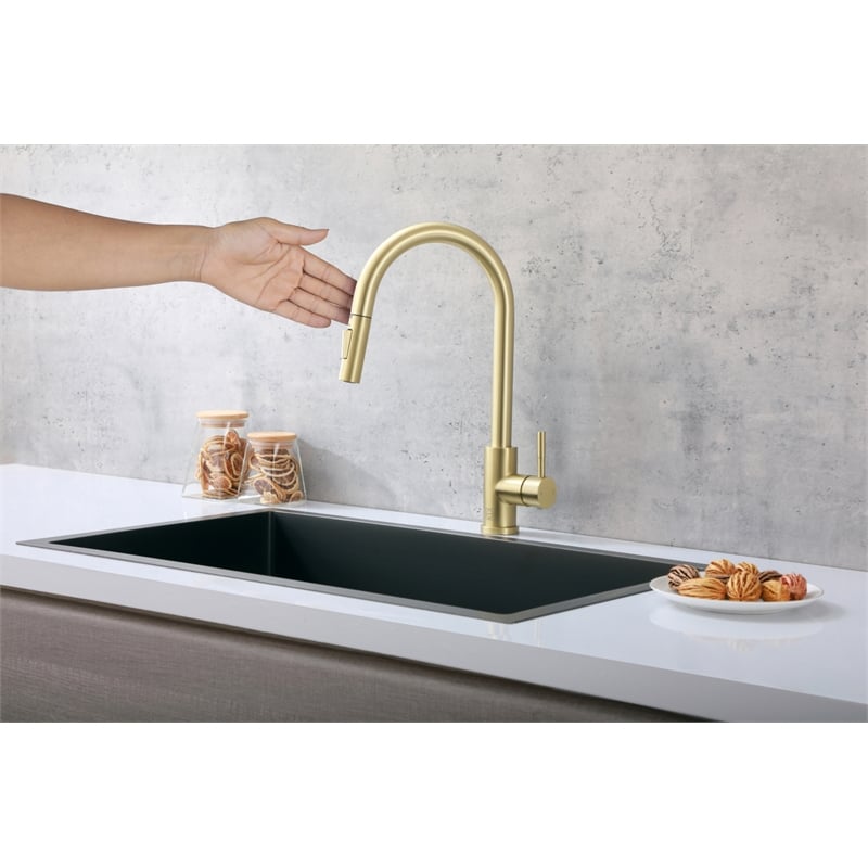 Elegant Kitchen and Bath Luca Stainless Steel Kitchen Faucet in Brushed Gold