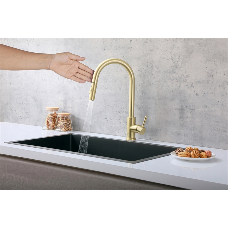 Elegant Kitchen and Bath Luca Stainless Steel Kitchen Faucet in Brushed Gold